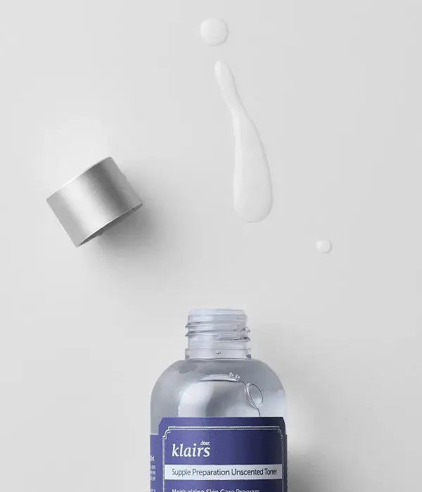Bottle of Klairs Supple Preparation Unscented Toner, the gentle choice for a balanced and hydrated complexion.