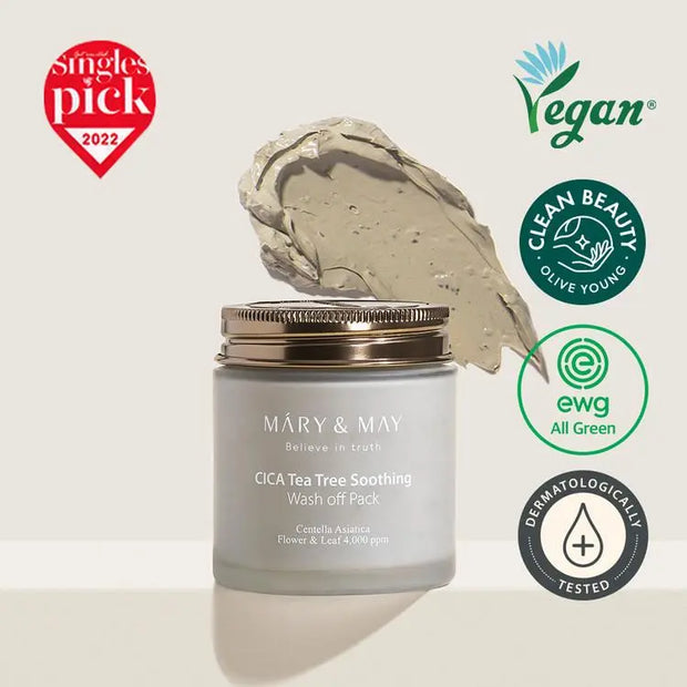 MARY & MAY-Cica Tea Tree Soothing Vegan Wash Off Mask Pack 125g labellevieboutique