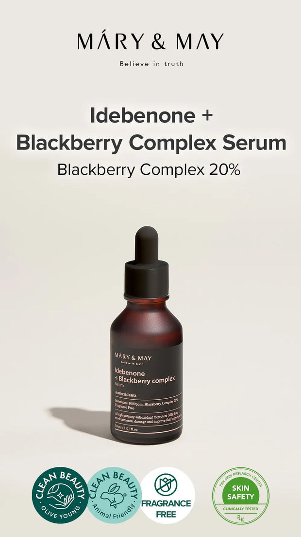 Mary&May Idebenone + Blackberry Complex Serum bottle"